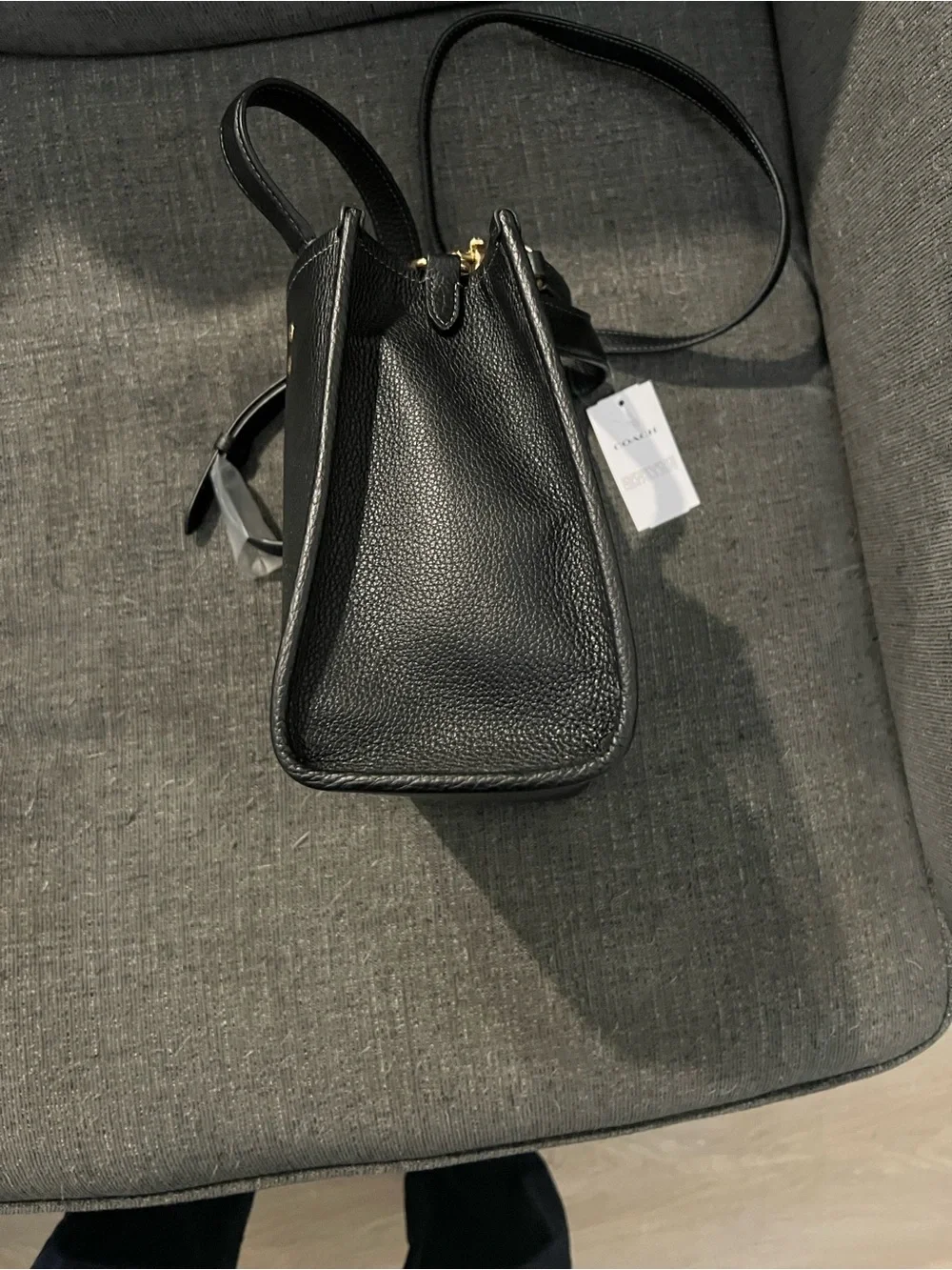 Coach Black Pebbled Leather Shoulder Crossbody with Gold Accents